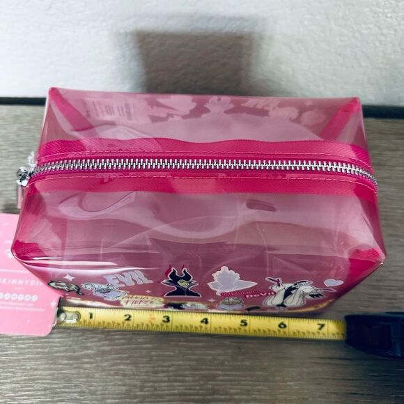 NWT Disney Villain Clear Pink Zipper Makeup Travel Bag - Picture 2 of 4